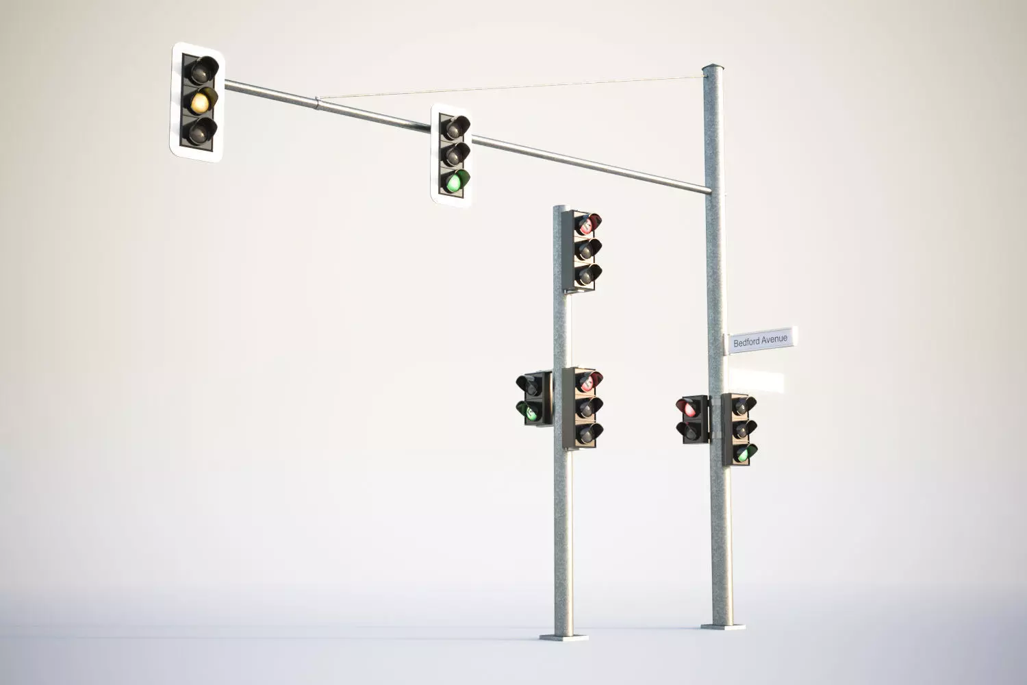 Black traffic lights set 3D model_0