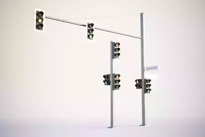 Black traffic lights set 3D model