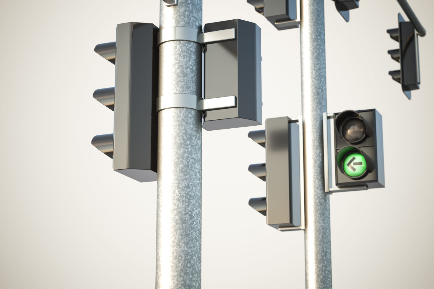 Black traffic lights set 3D model_2