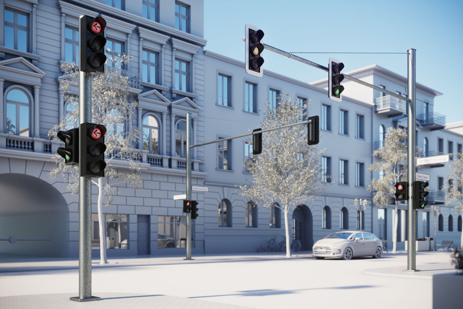 Black traffic lights set 3D model_1