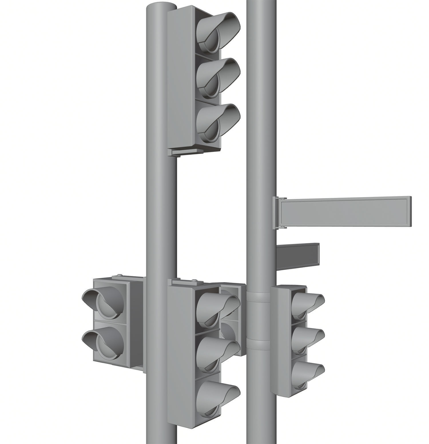 Black traffic lights set 3D model_7
