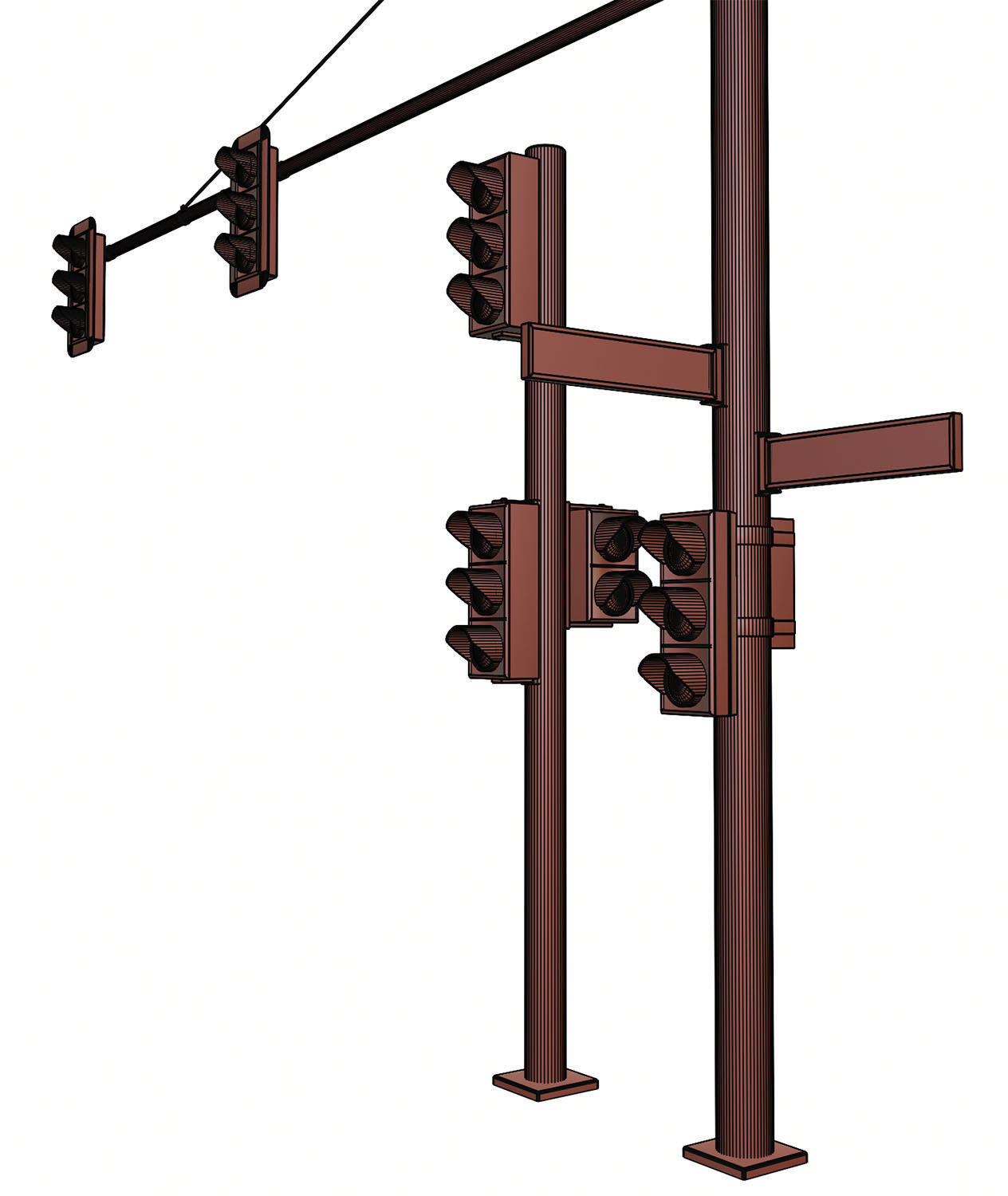 Black traffic lights set 3D model_13