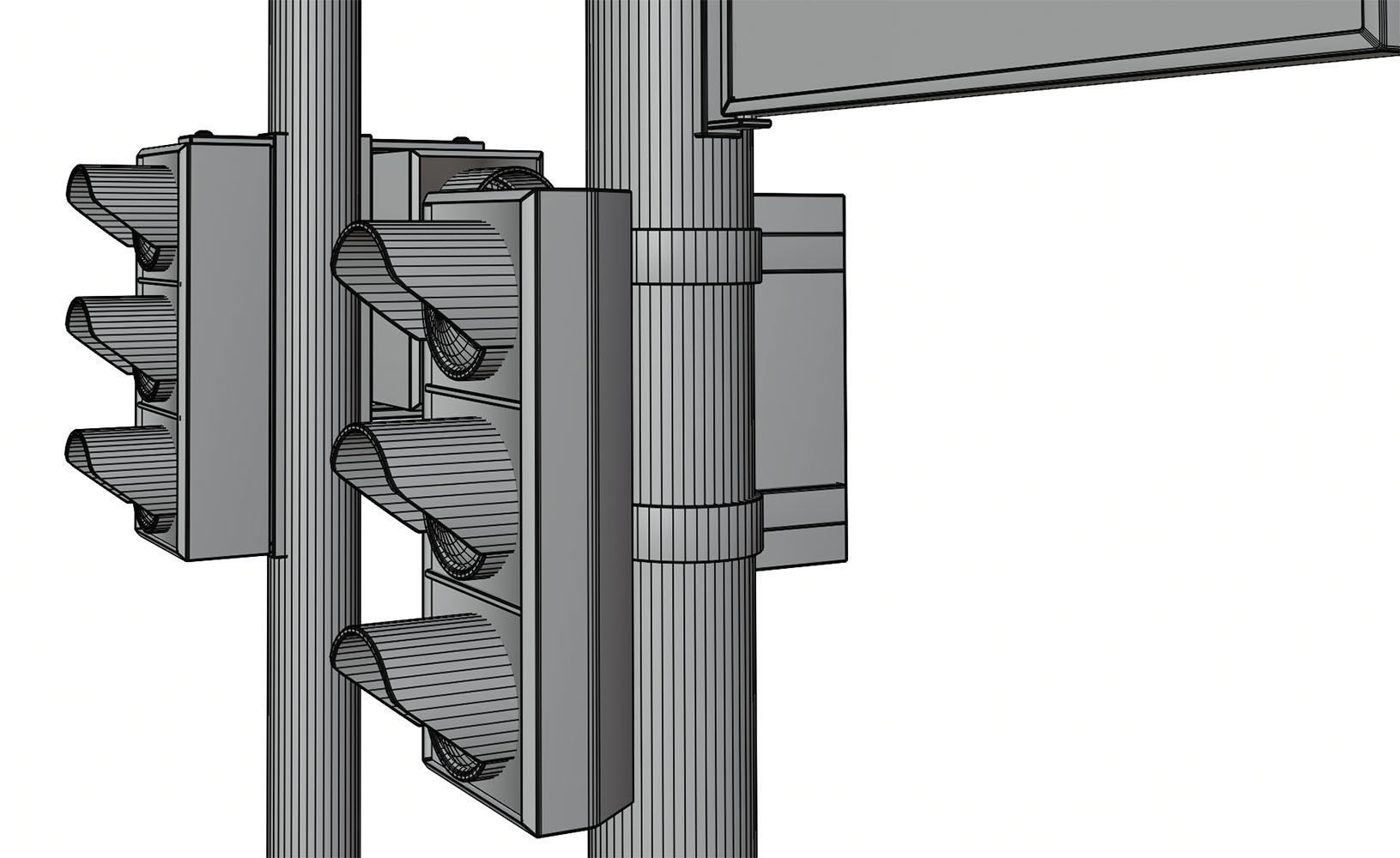 Black traffic lights set 3D model_8