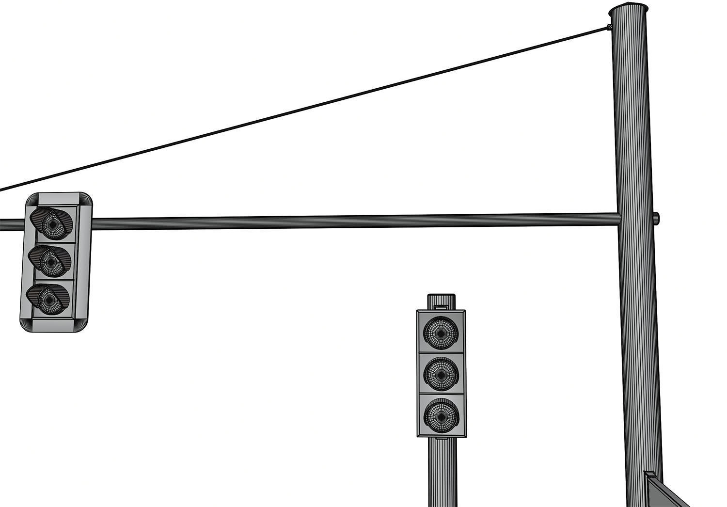 Black traffic lights set 3D model_9