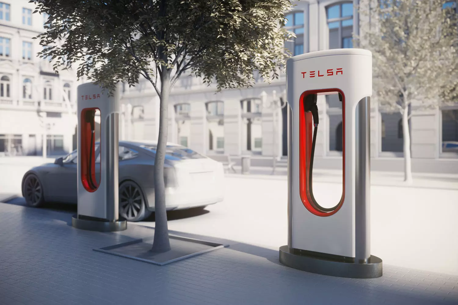 Electric car charger 3D model_0