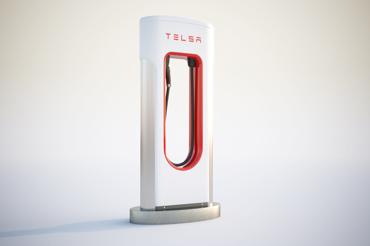 Electric car charger 3D model_1
