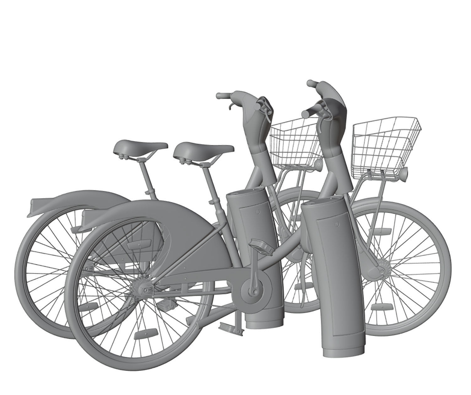 Futuristic bikes on a rack 3D model_6