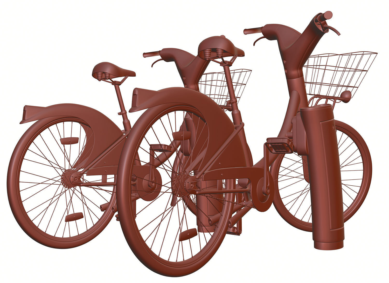 Futuristic bikes on a rack 3D model_12