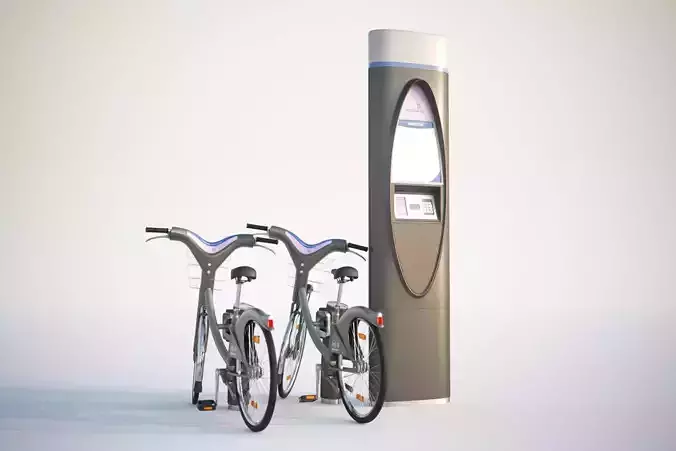 Futuristic bikes on a rack