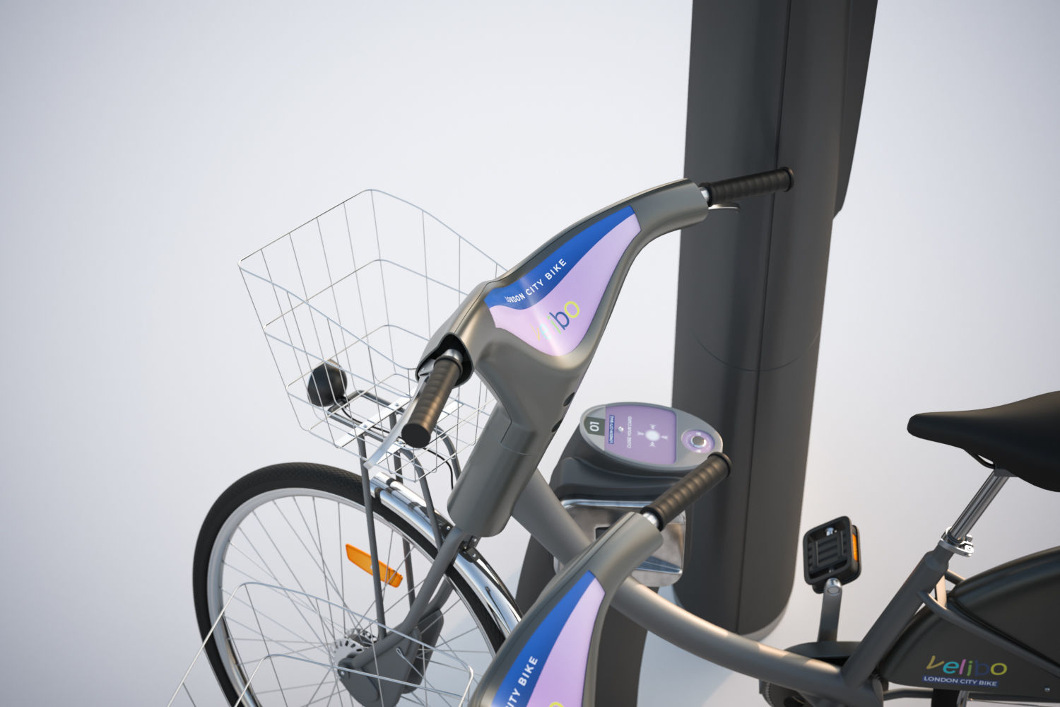 Futuristic bikes on a rack 3D model_2