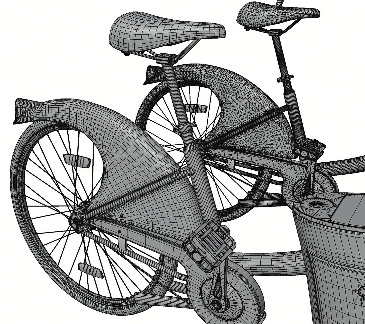 Futuristic bikes on a rack 3D model_8