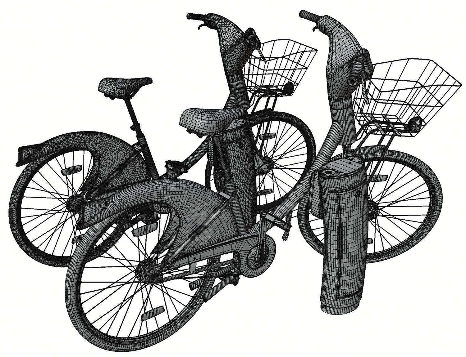 Futuristic bikes on a rack 3D model_9