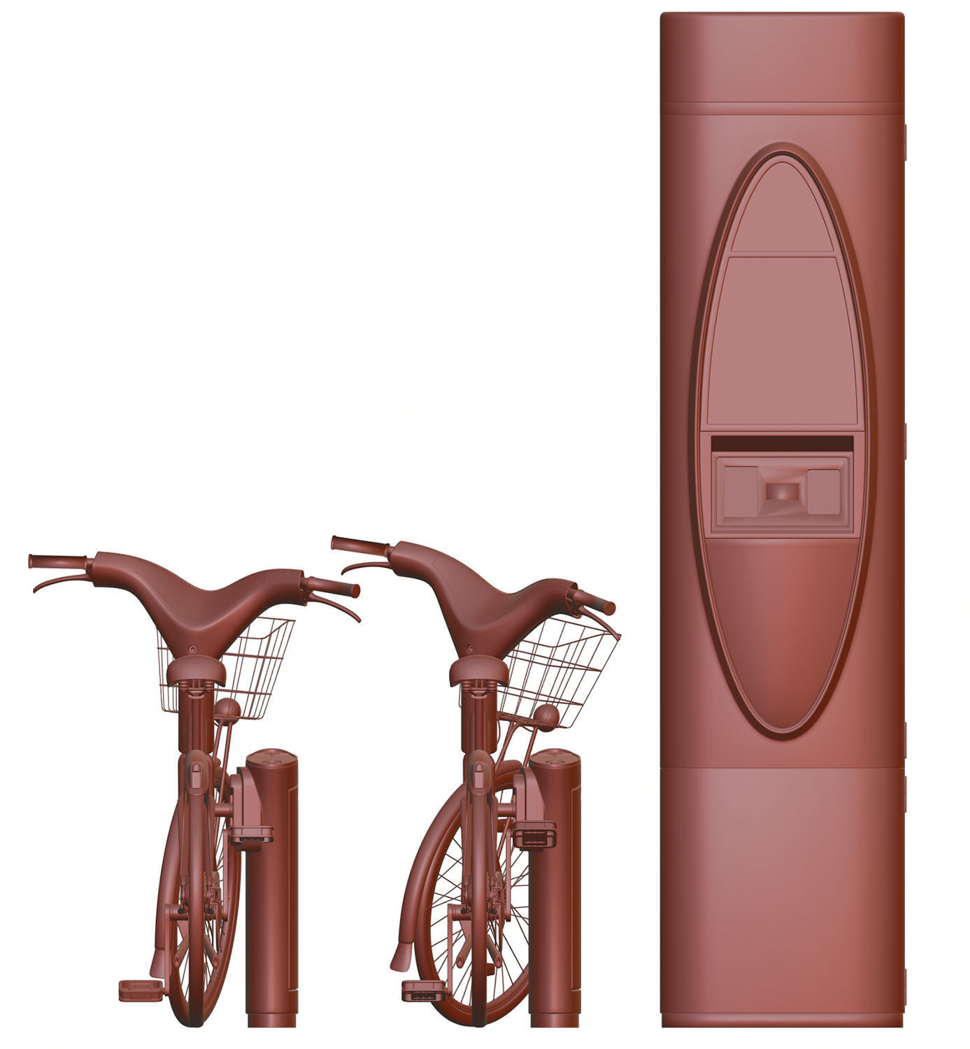 Futuristic bikes on a rack 3D model_10