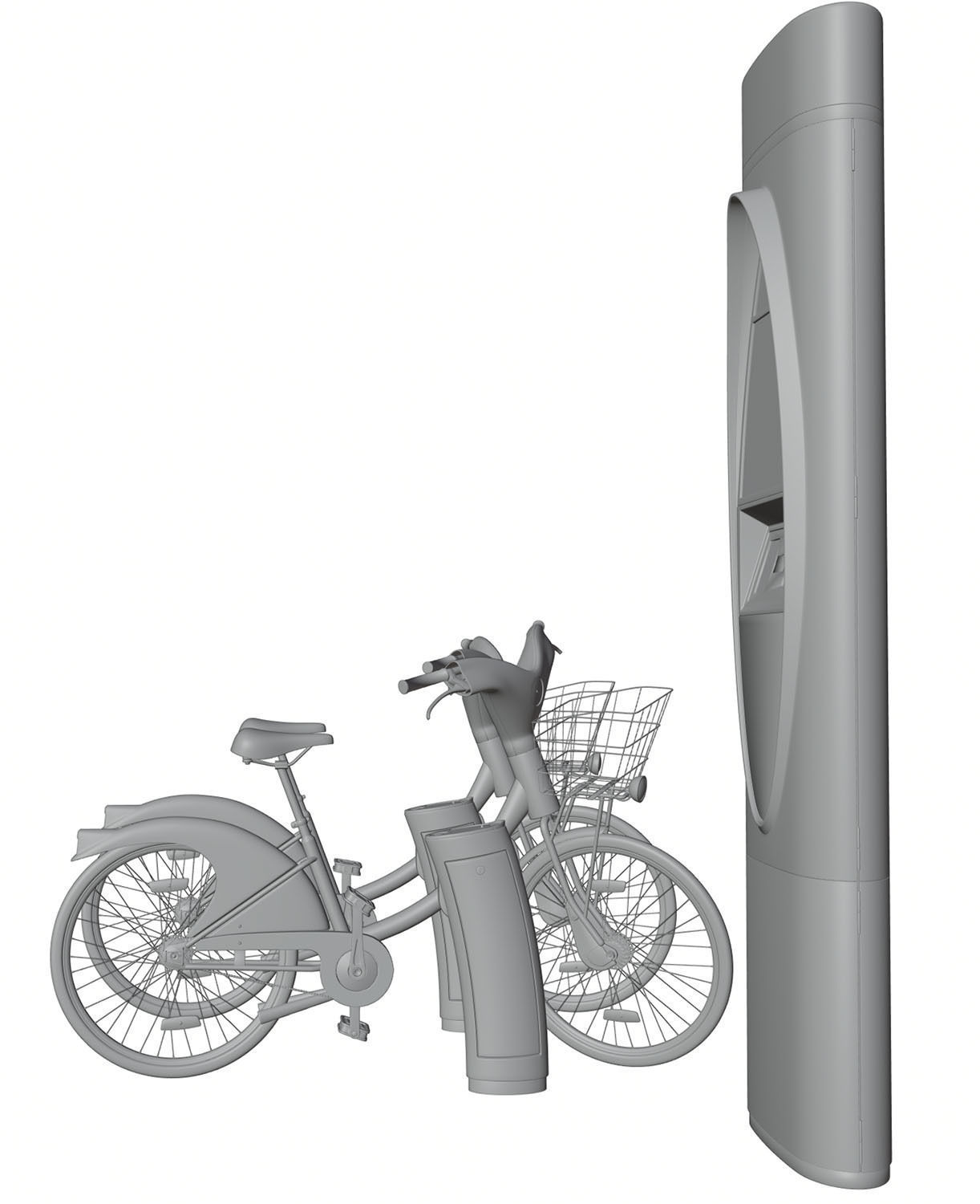 Futuristic bikes on a rack 3D model_5