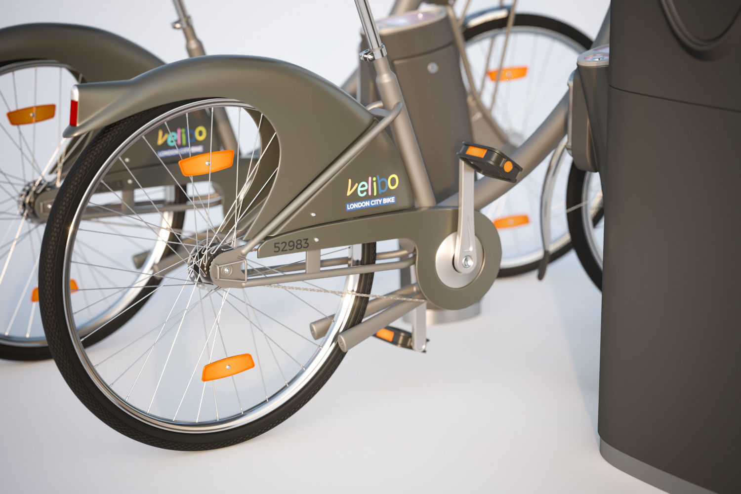 Futuristic bikes on a rack 3D model_3