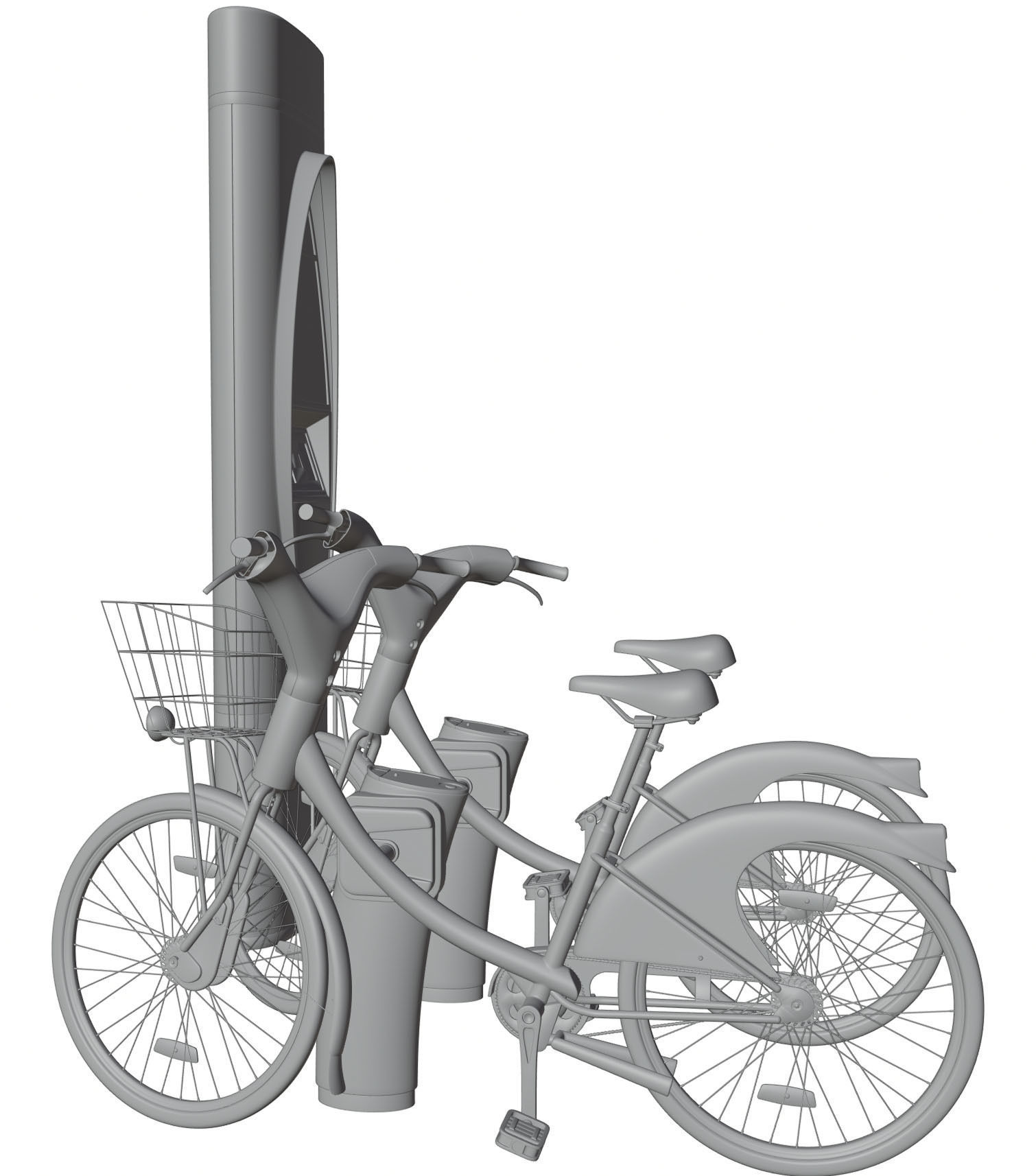 Futuristic bikes on a rack 3D model_7