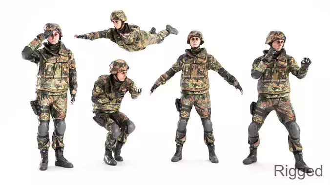 Animated soldier in Bundeswehr military uniform 12 Low-poly 3D model