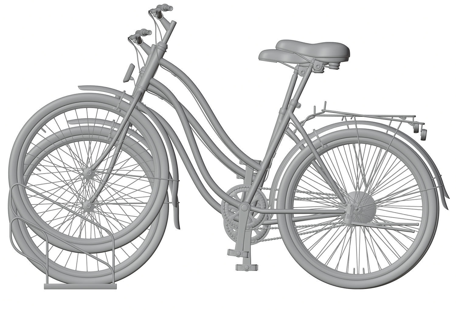 Bike stand with two colorful bikes 3D model_5