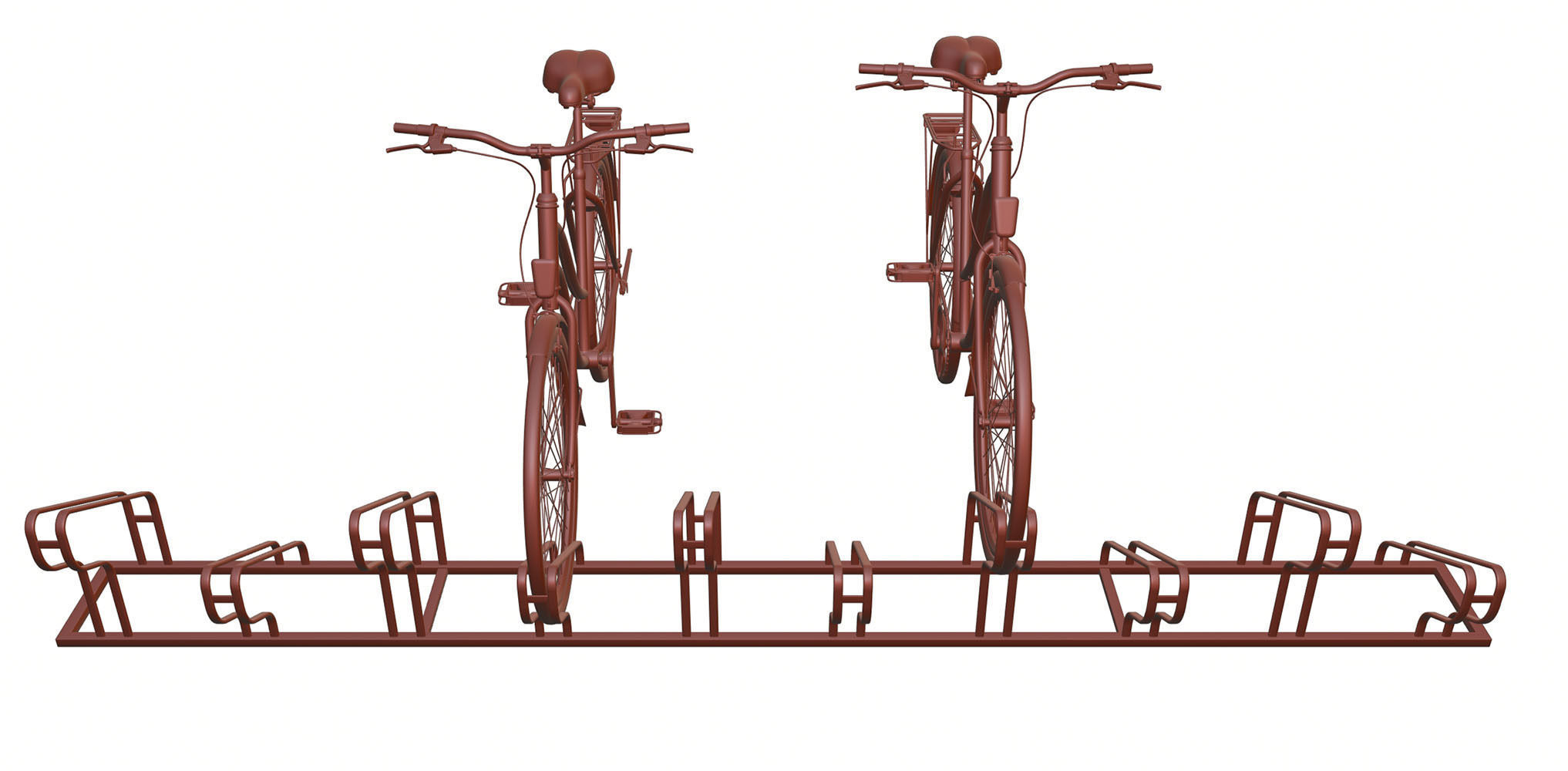 Bike stand with two colorful bikes 3D model_10
