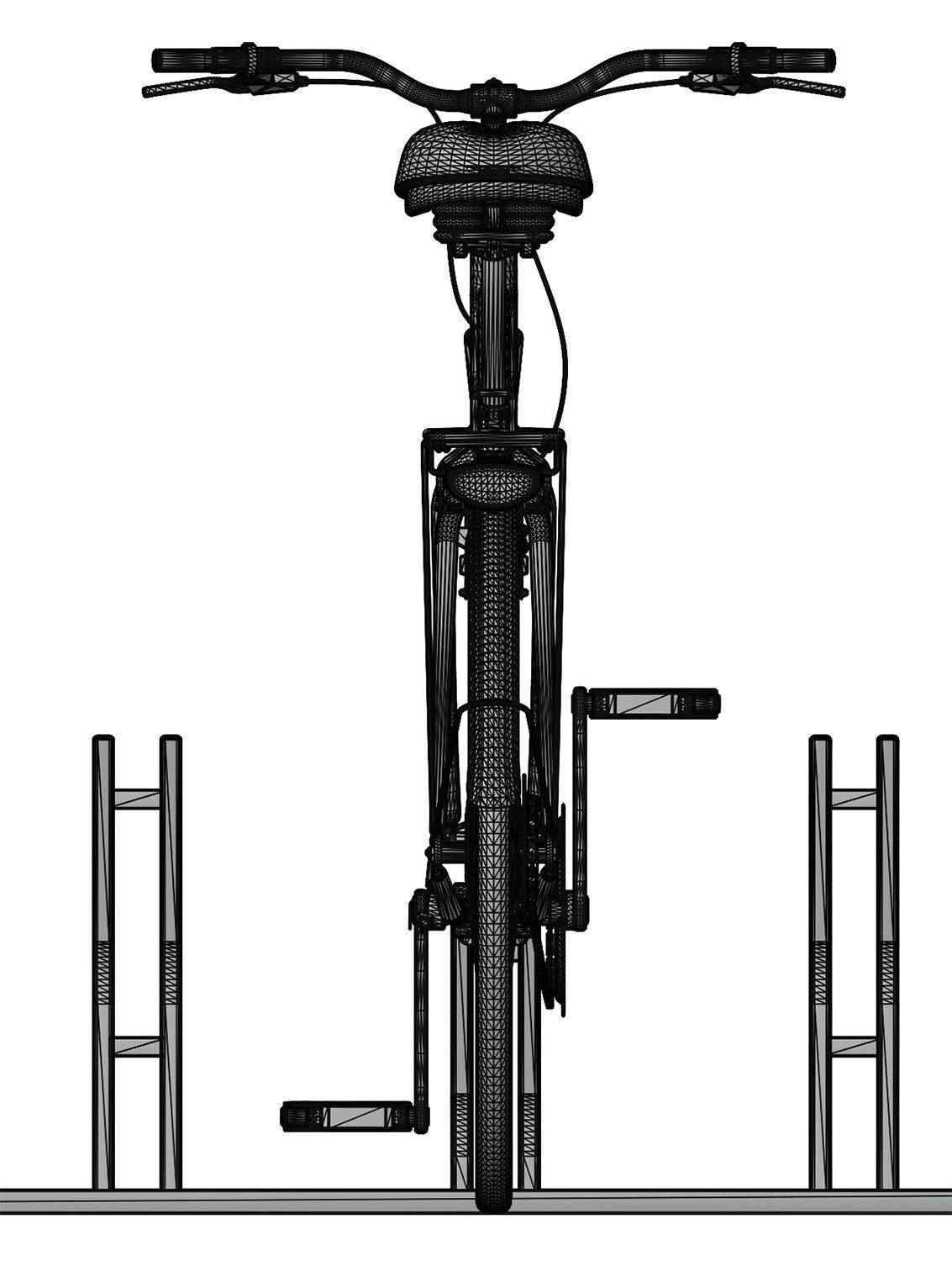 Bike stand with two colorful bikes 3D model_9