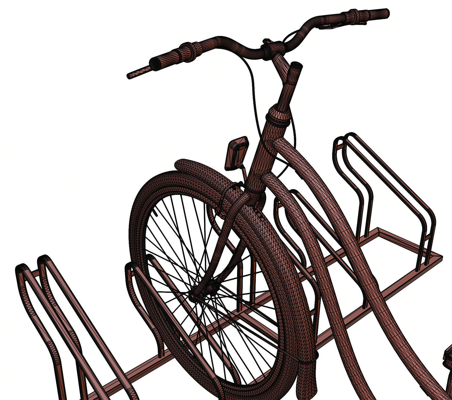 Bike stand with two colorful bikes 3D model_13
