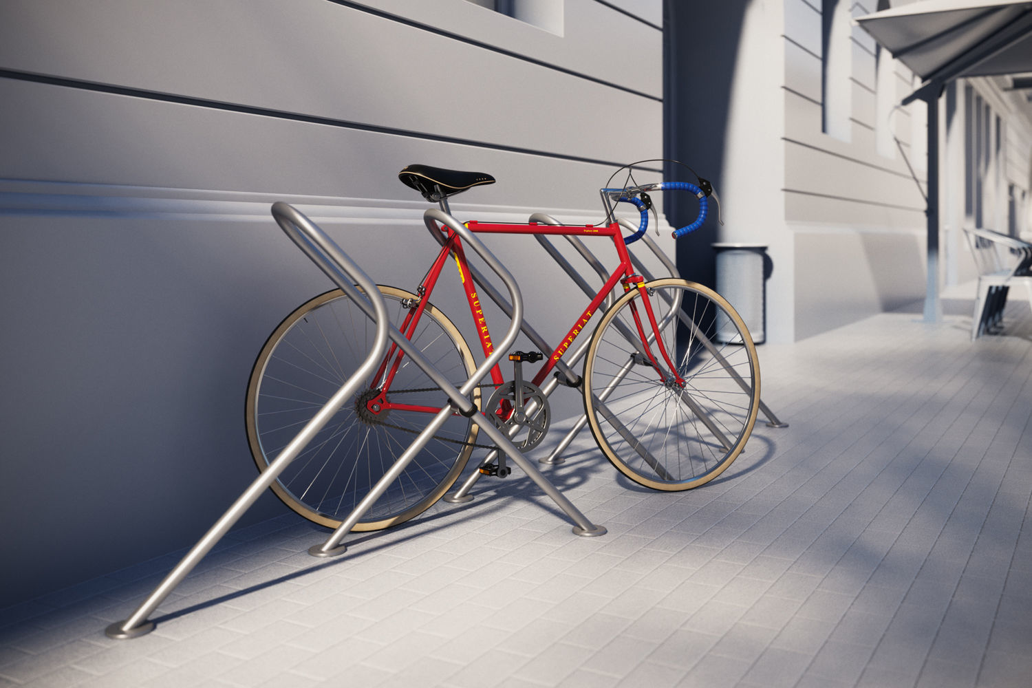 Stand with a model of a bicycle 3D model_1