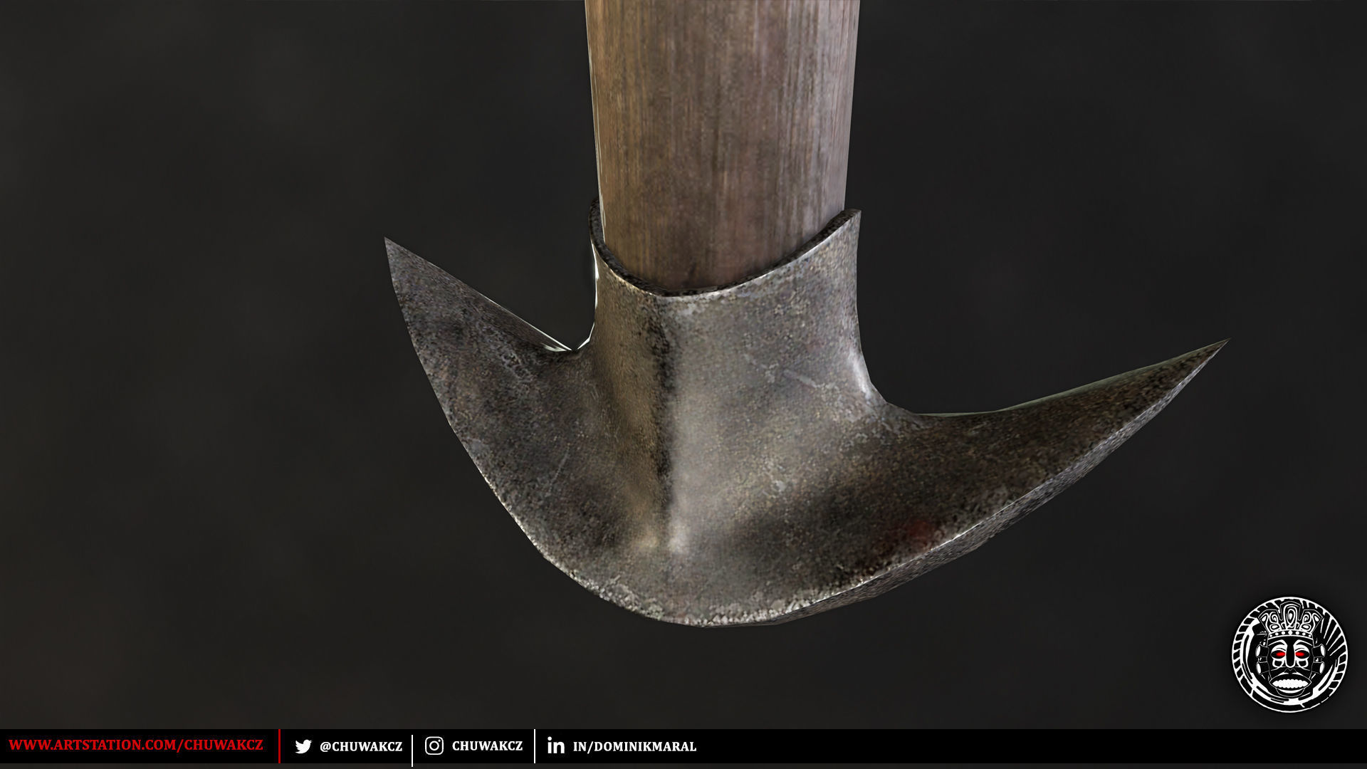 Orc Goblin Worn Iron Mace - fantasy PBR game ready weapon Low-poly 3D model_3