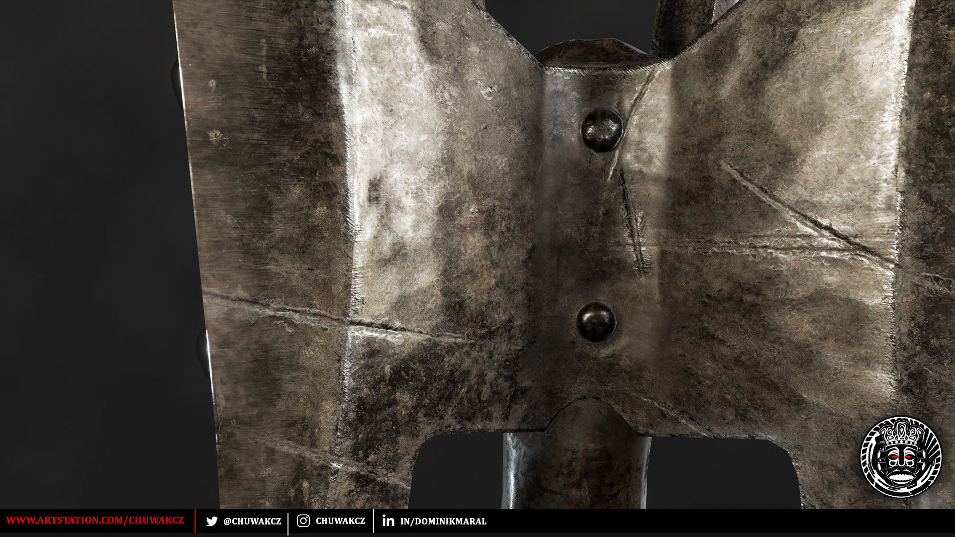 Orc Goblin Worn Iron Mace - fantasy PBR game ready weapon Low-poly 3D model_5