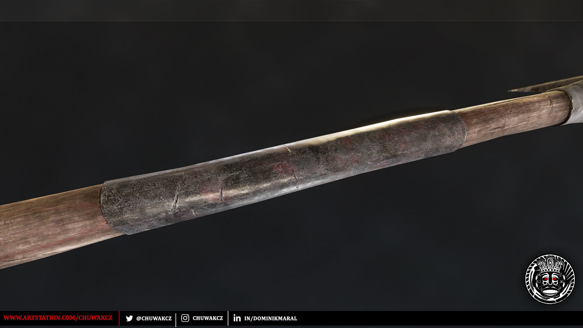 Orc Goblin Worn Iron Mace - fantasy PBR game ready weapon Low-poly 3D model_6