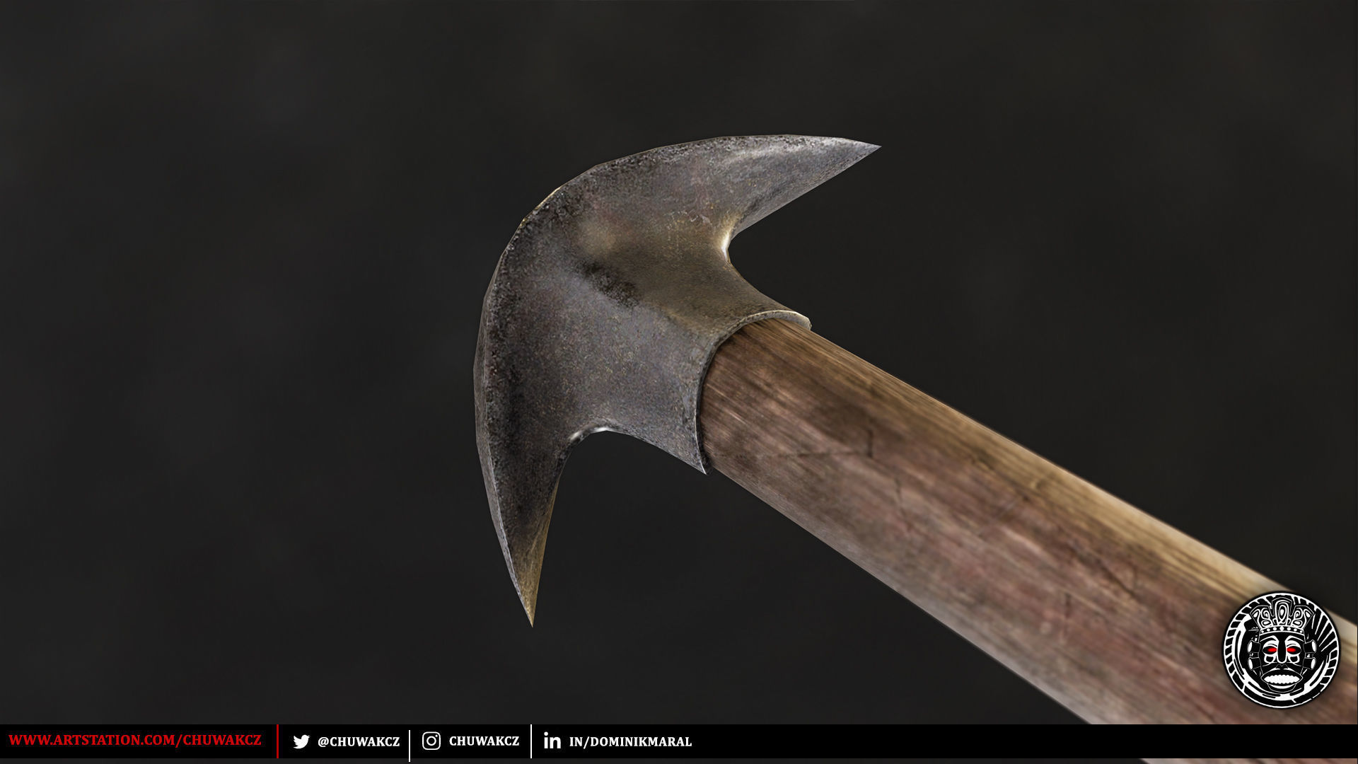 Orc Goblin Worn Iron Mace - fantasy PBR game ready weapon Low-poly 3D model_7