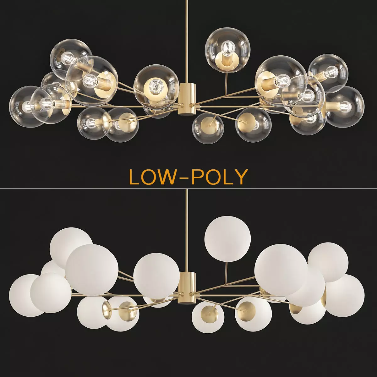 Orion 15 Light Pendant Clear Opaque Glass 3d model Low-poly 3D model