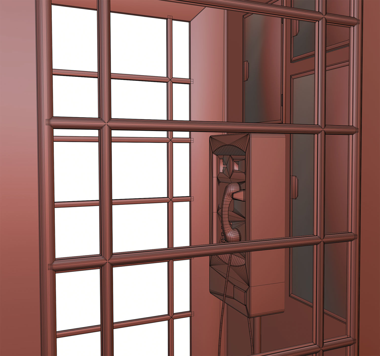 English phone booth 3D model_14