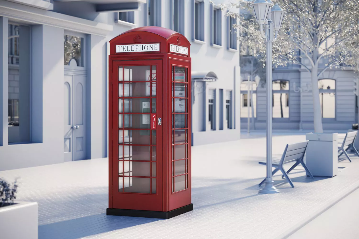 English phone booth 3D model_0