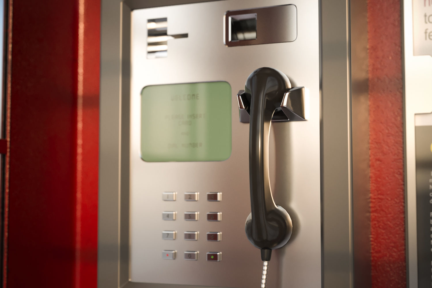 English phone booth 3D model_3