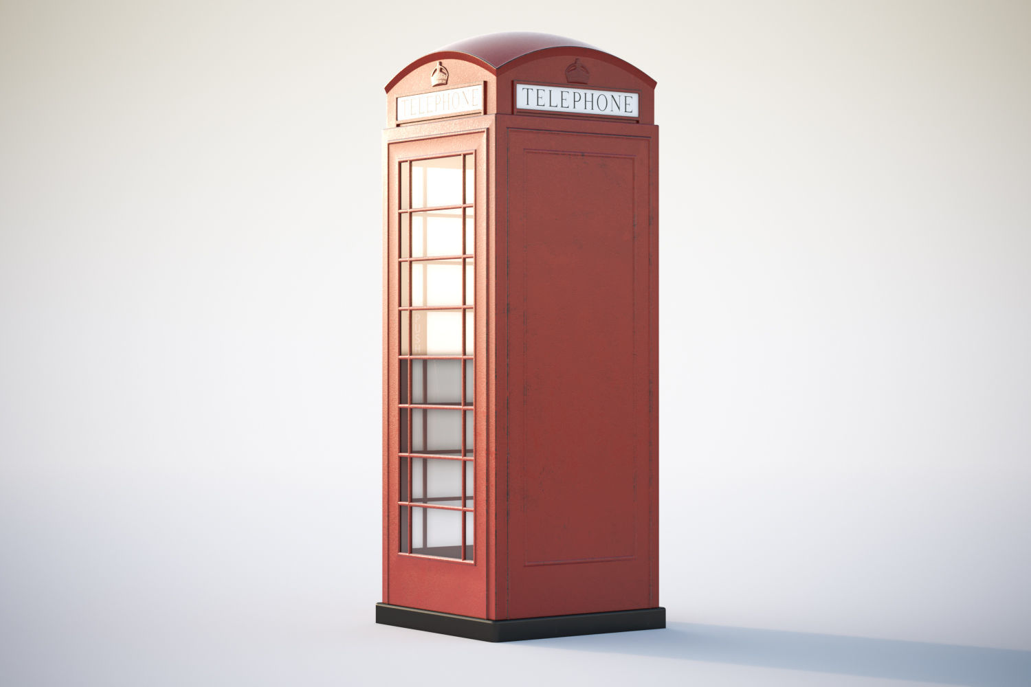 English phone booth 3D model_2