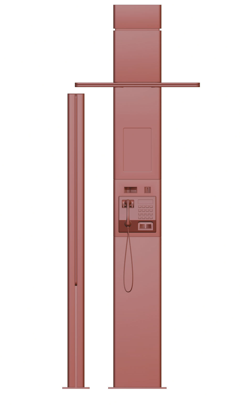 Telephone booth with information board 3D model_10