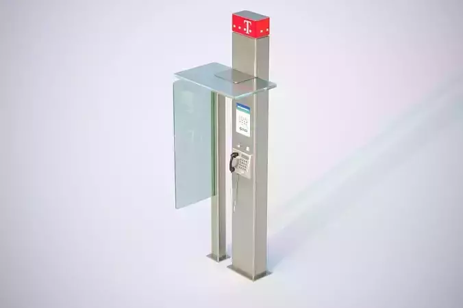 Telephone booth with information board