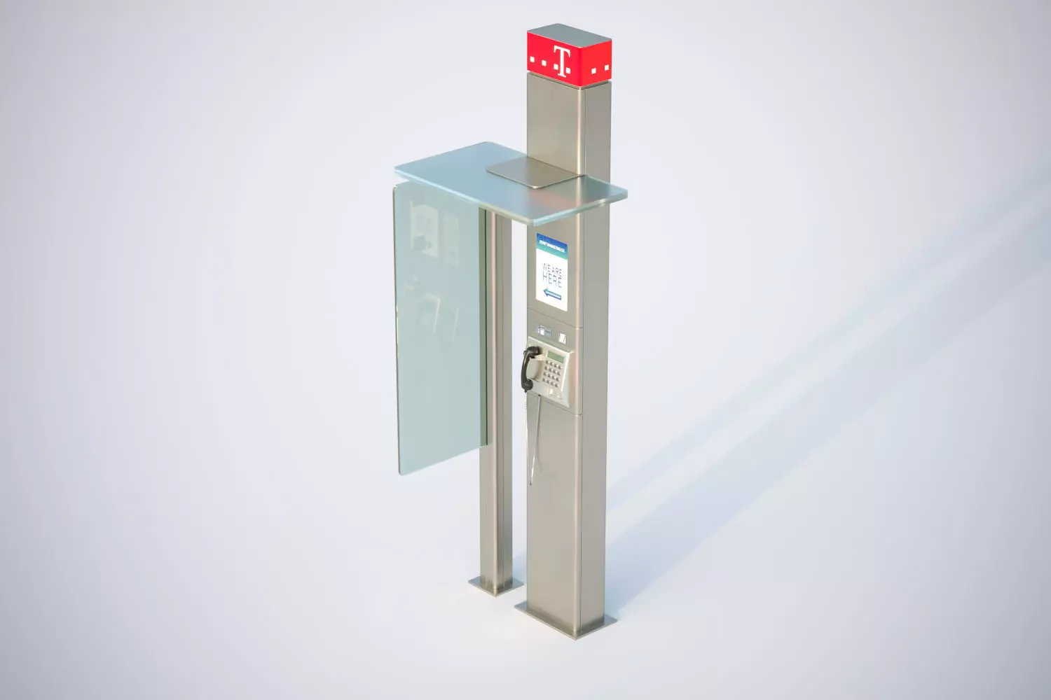Telephone booth with information board 3D model_0