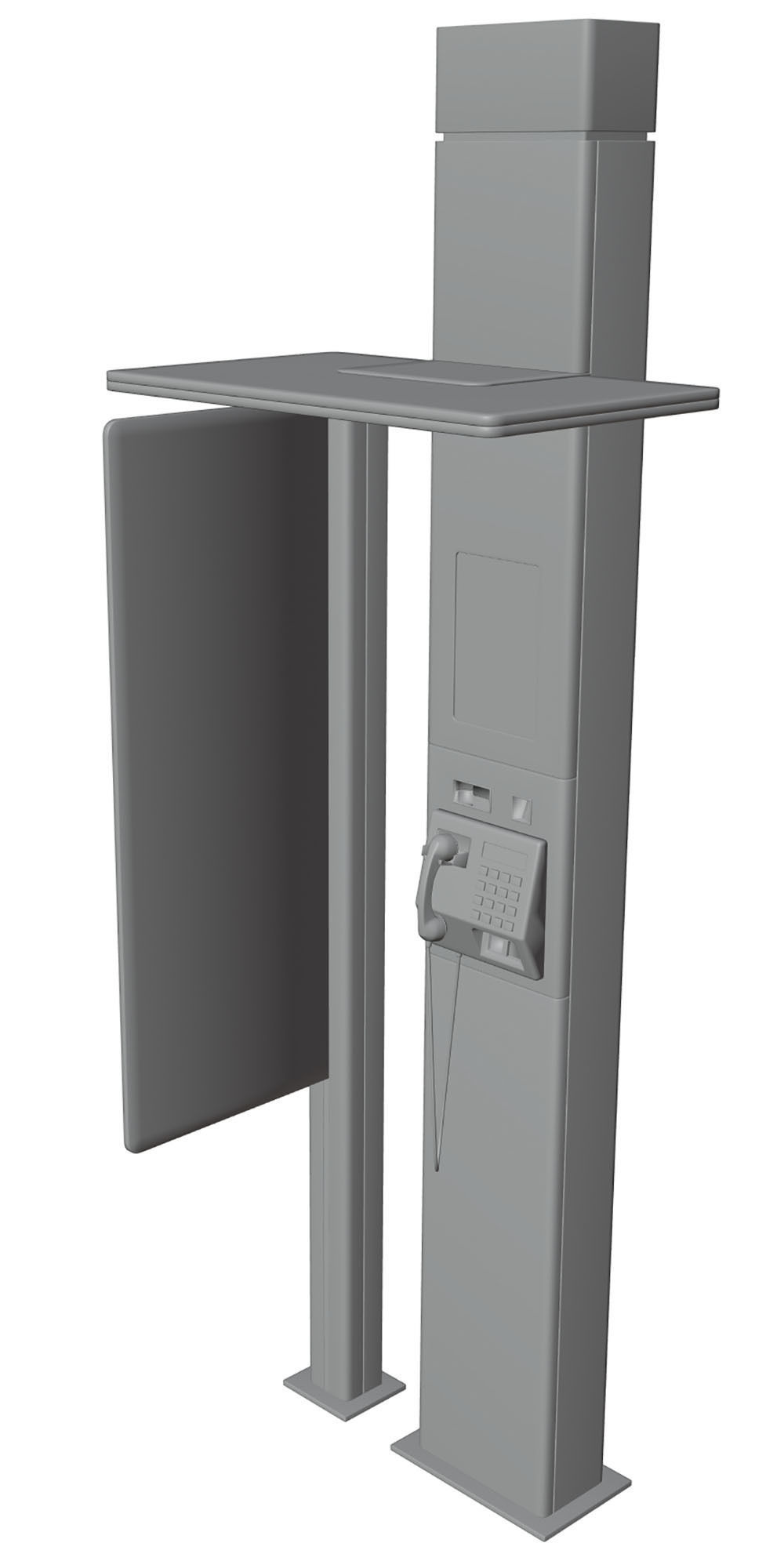 Telephone booth with information board 3D model_5