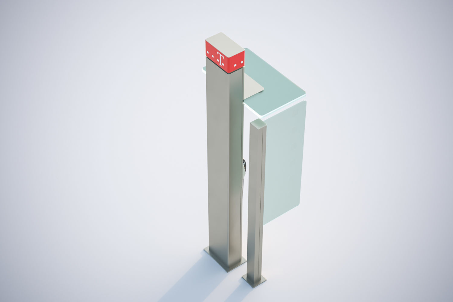 Telephone booth with information board 3D model_4