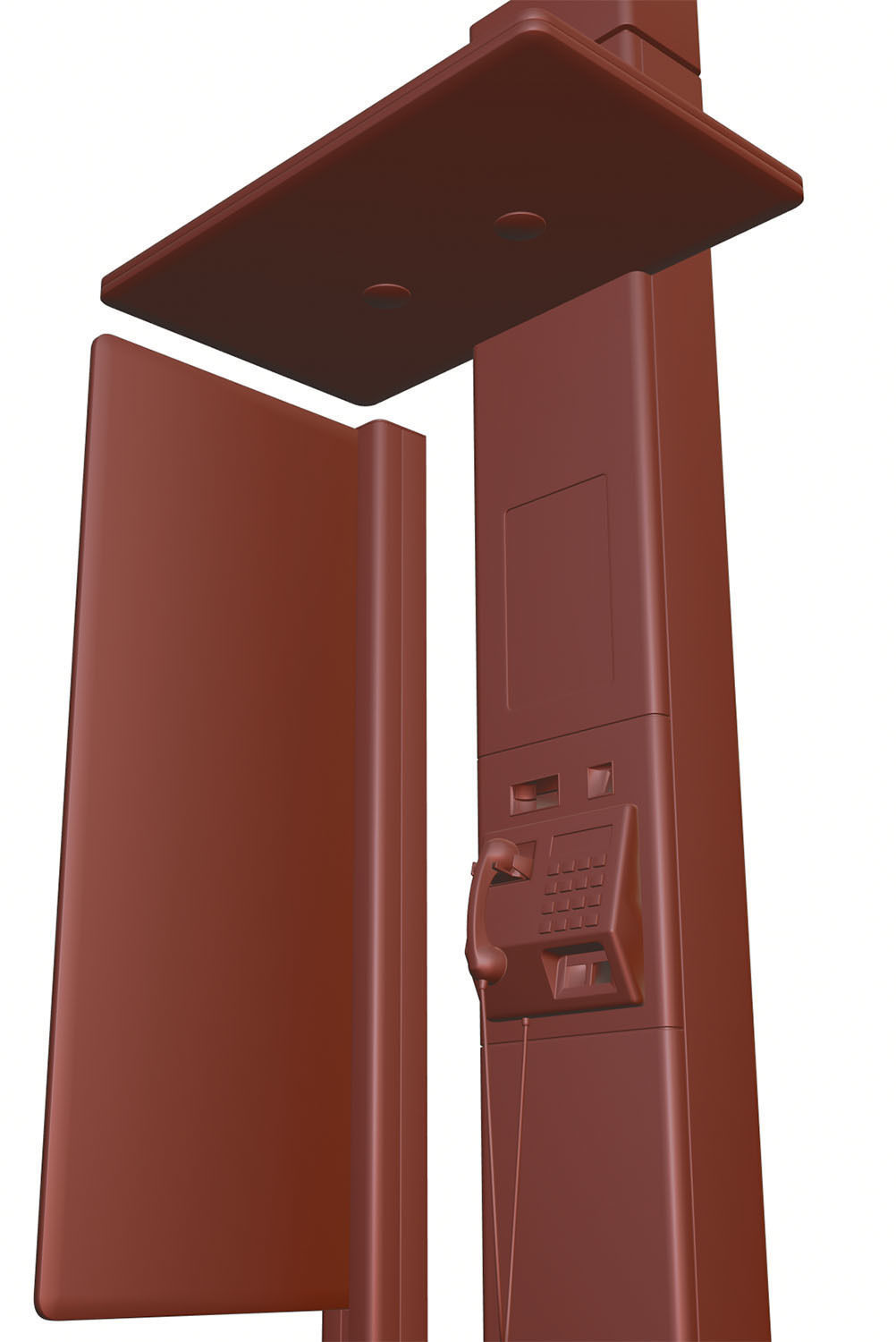 Telephone booth with information board 3D model_12