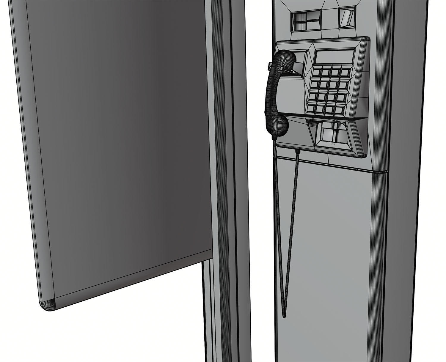 Telephone booth with information board 3D model_9