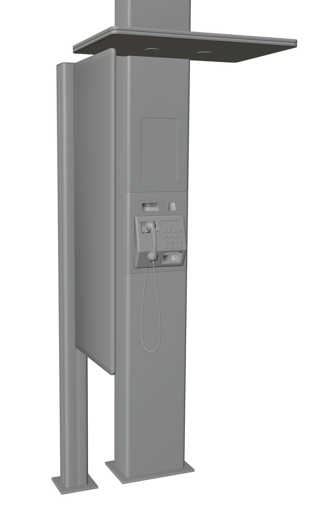 Telephone booth with information board 3D model_6