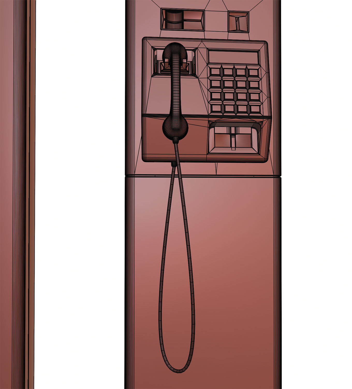 Telephone booth with information board 3D model_13