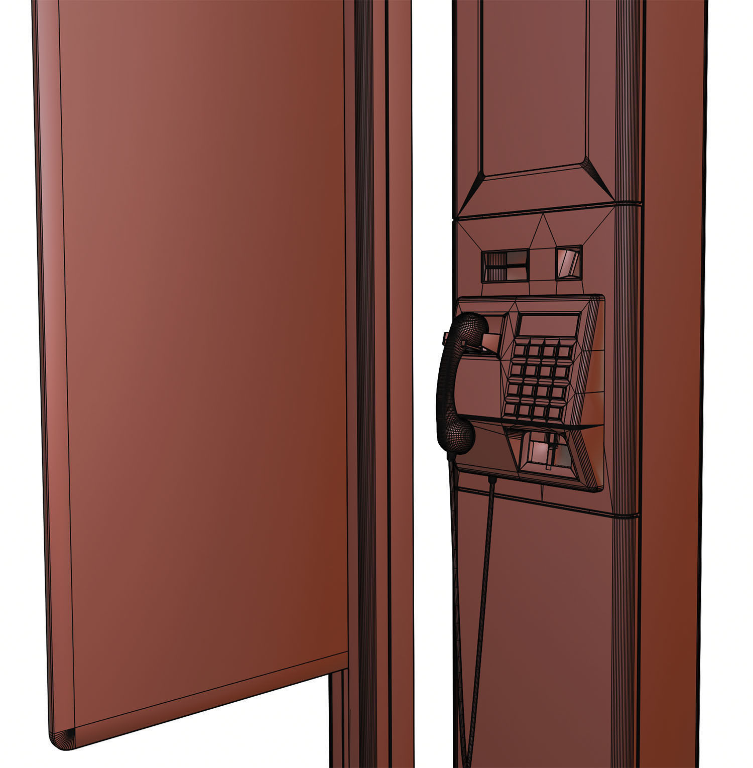 Telephone booth with information board 3D model_14