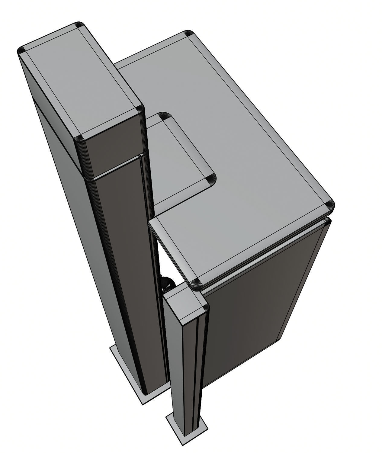 Telephone booth with information board 3D model_8