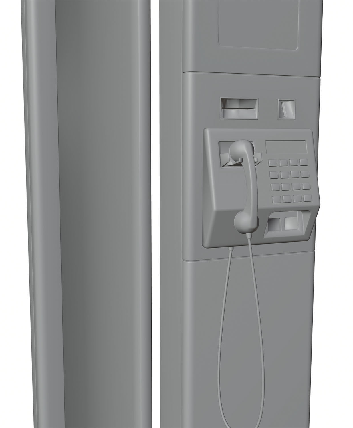 Telephone booth with information board 3D model_7