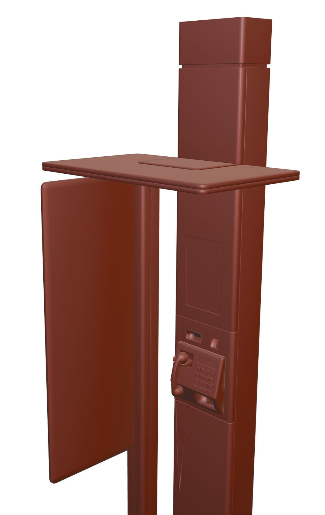 Telephone booth with information board 3D model_11