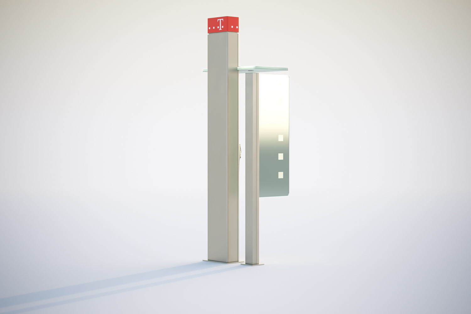 Telephone booth with information board 3D model_2