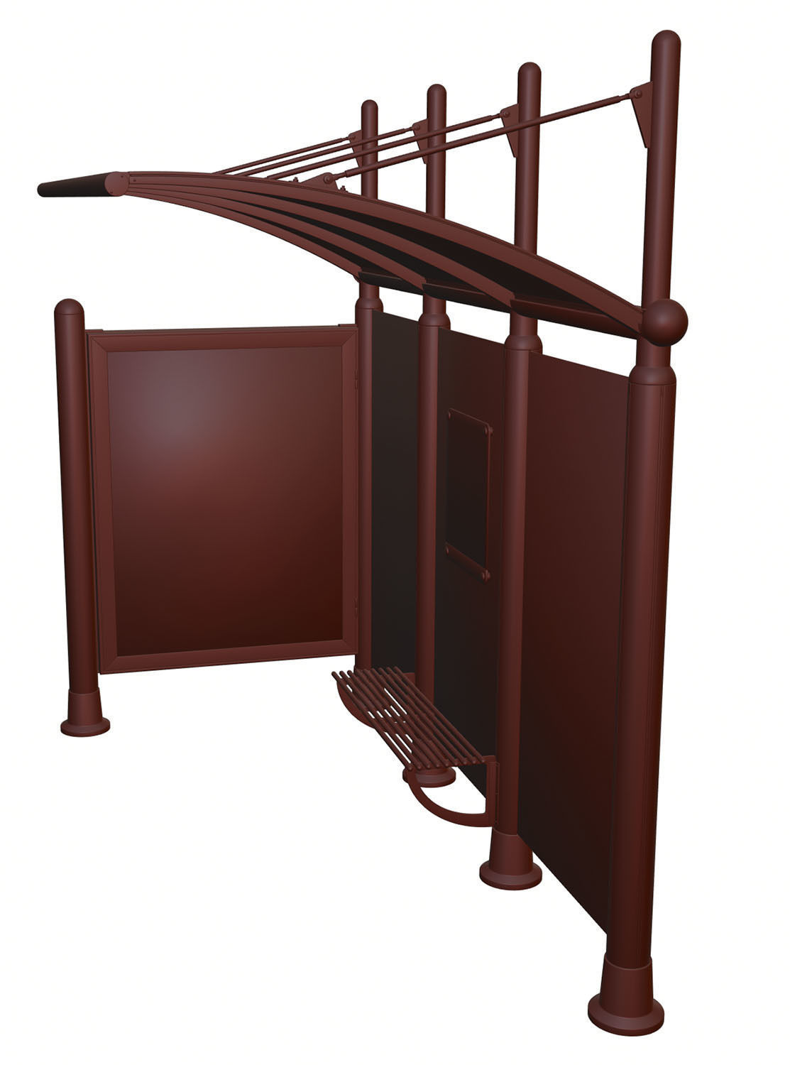 Bus stop with information board 3D model_11